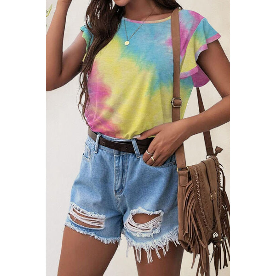 Printed Round Neck Short Sleeve T-Shirt Apparel and Accessories