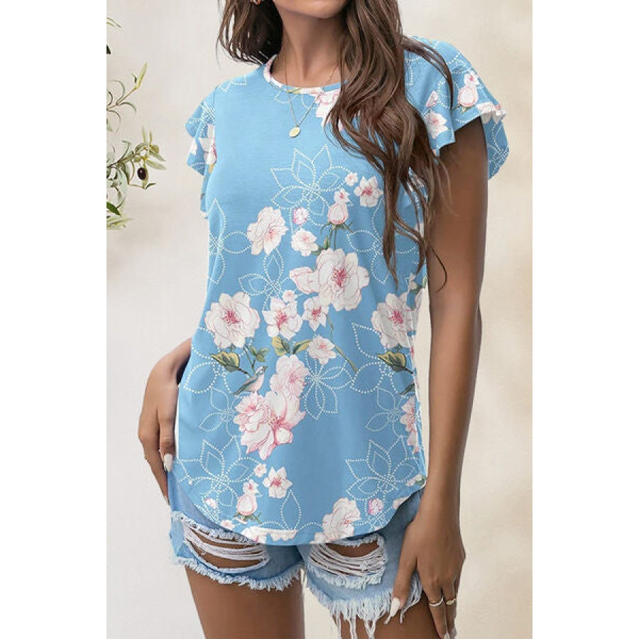 Printed Round Neck Short Sleeve T-Shirt Apparel and Accessories