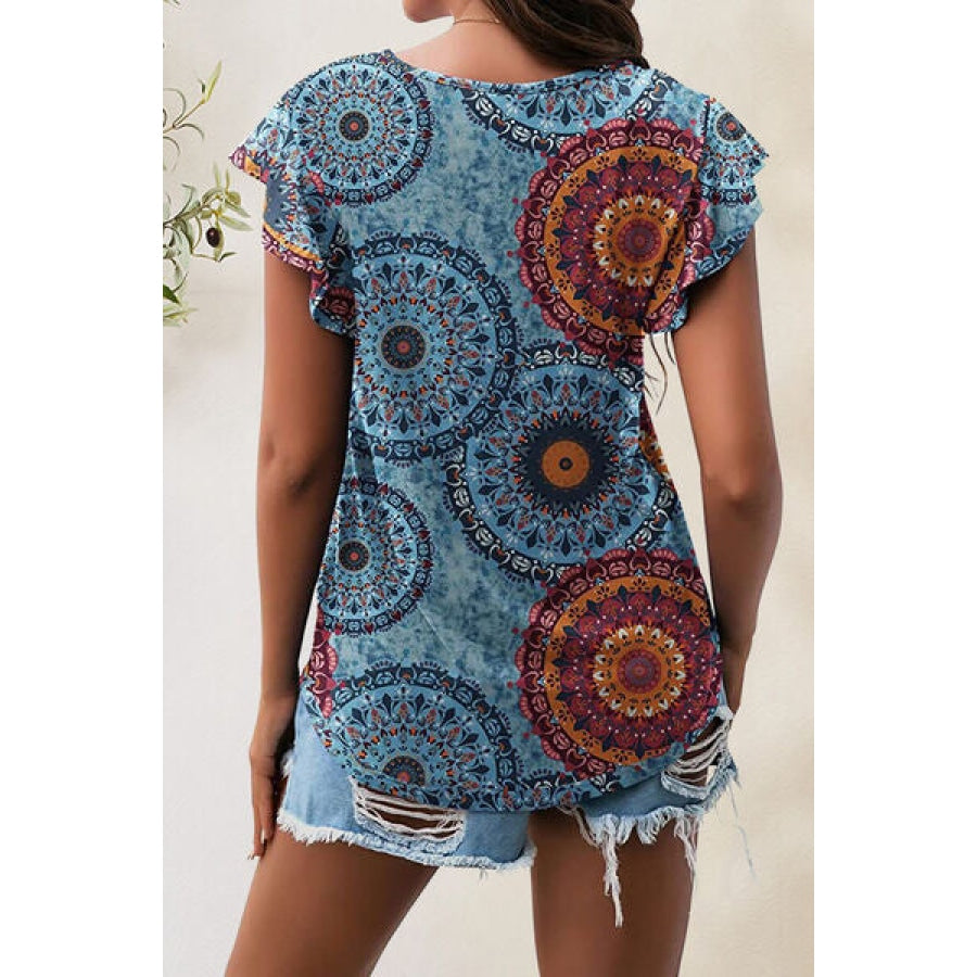 Printed Round Neck Short Sleeve T-Shirt Apparel and Accessories