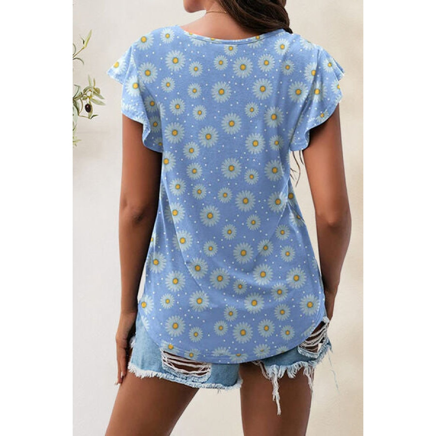 Printed Round Neck Short Sleeve T-Shirt Apparel and Accessories