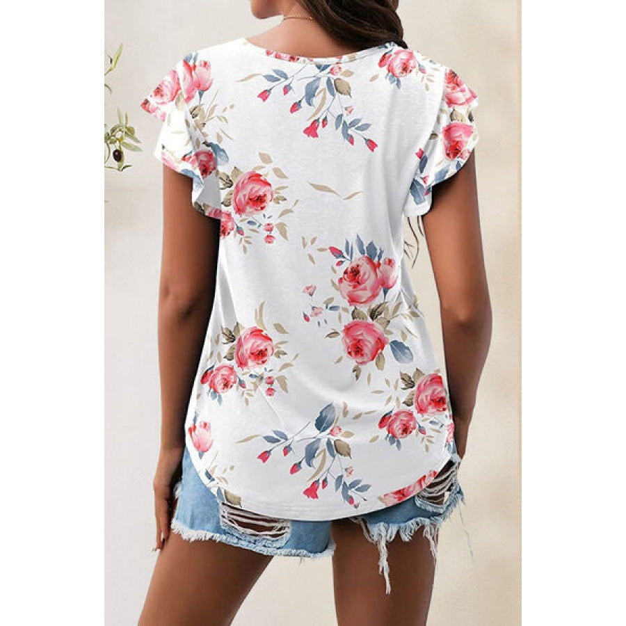 Printed Round Neck Short Sleeve T-Shirt Apparel and Accessories