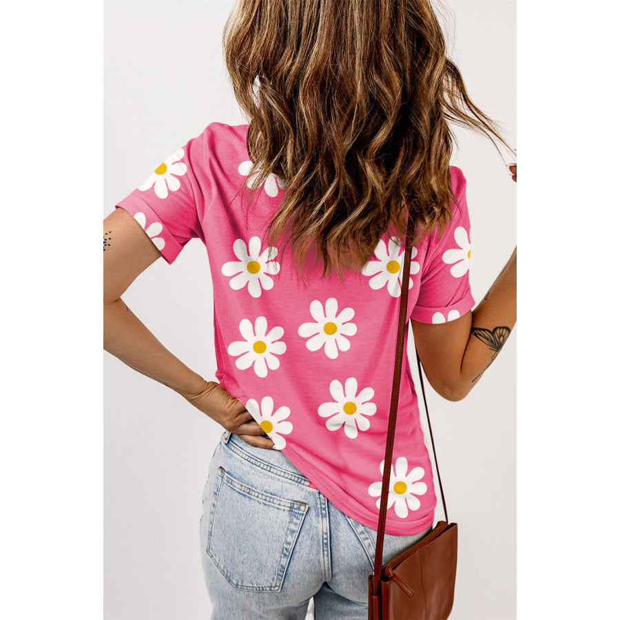 Printed Round Neck Short Sleeve T-Shirt Apparel and Accessories