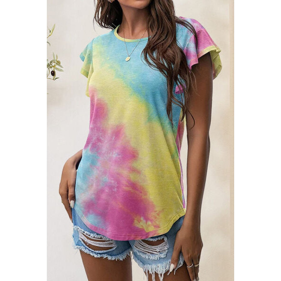 Printed Round Neck Short Sleeve T-Shirt Apparel and Accessories