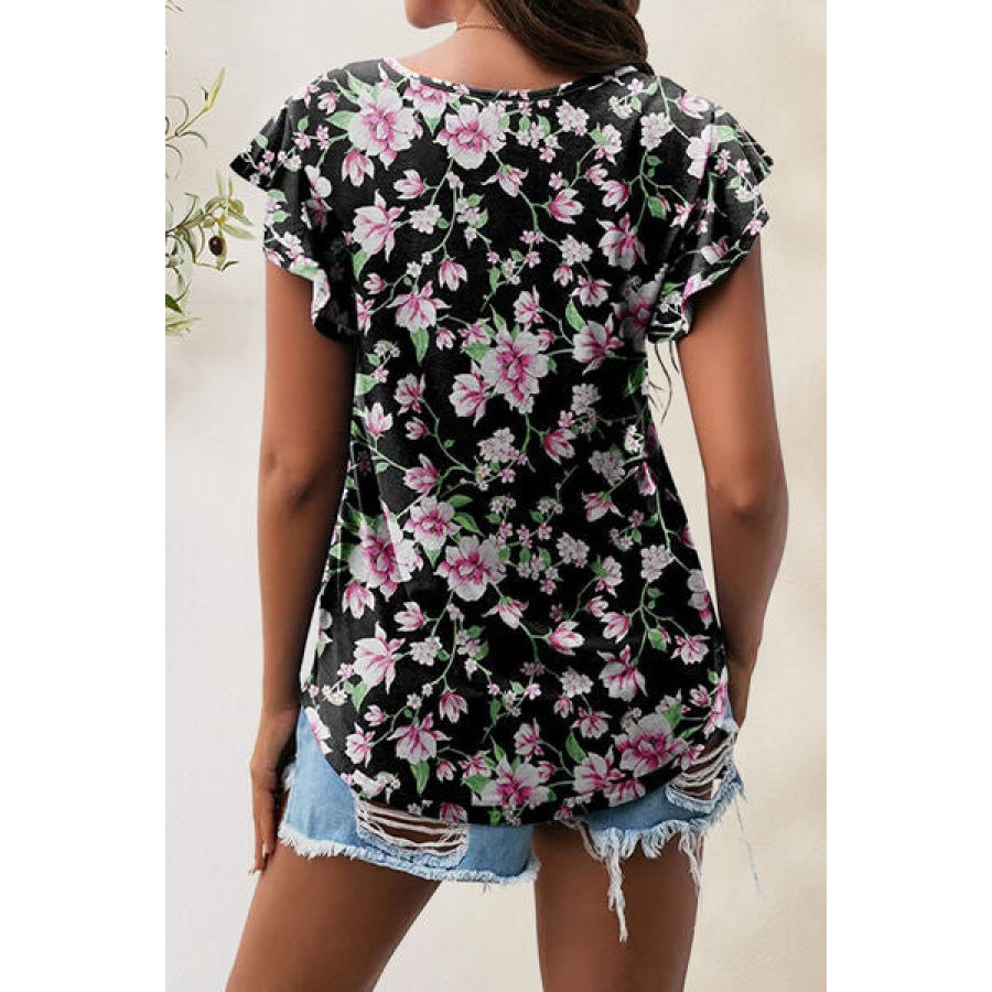 Printed Round Neck Short Sleeve T-Shirt Apparel and Accessories