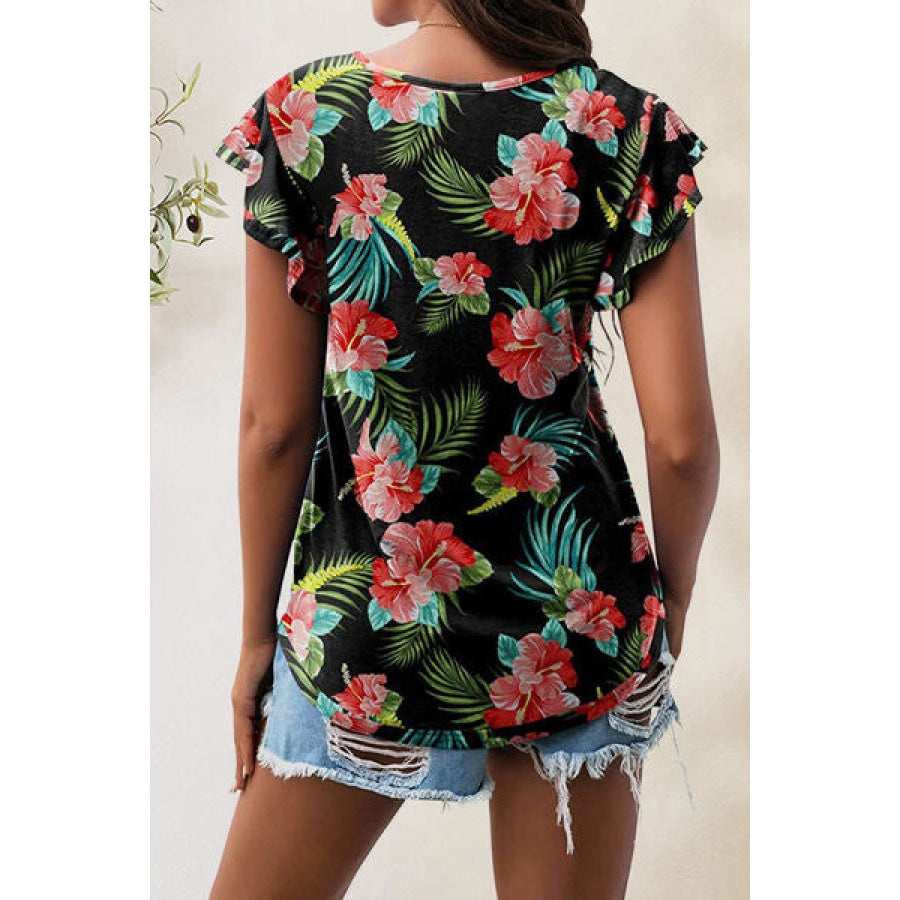 Printed Round Neck Short Sleeve T-Shirt Apparel and Accessories