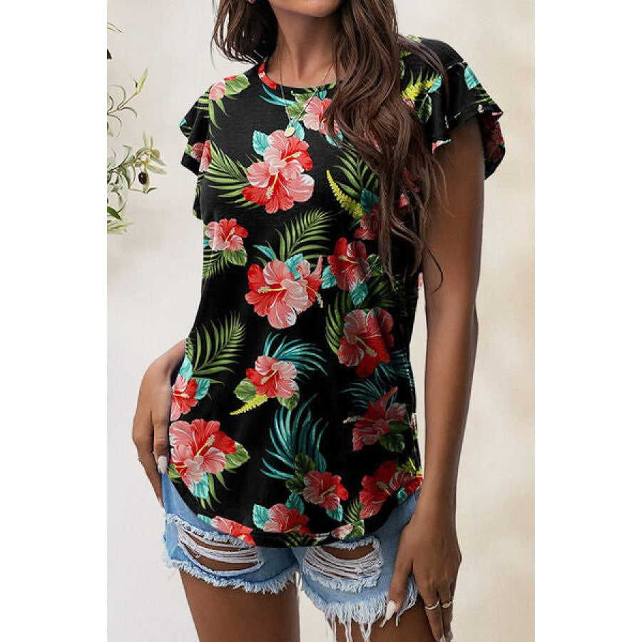 Printed Round Neck Short Sleeve T-Shirt Strawberry / S Apparel and Accessories