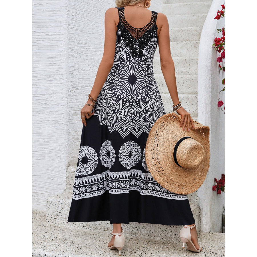 Printed Round Neck Sleeveless Dress Apparel and Accessories