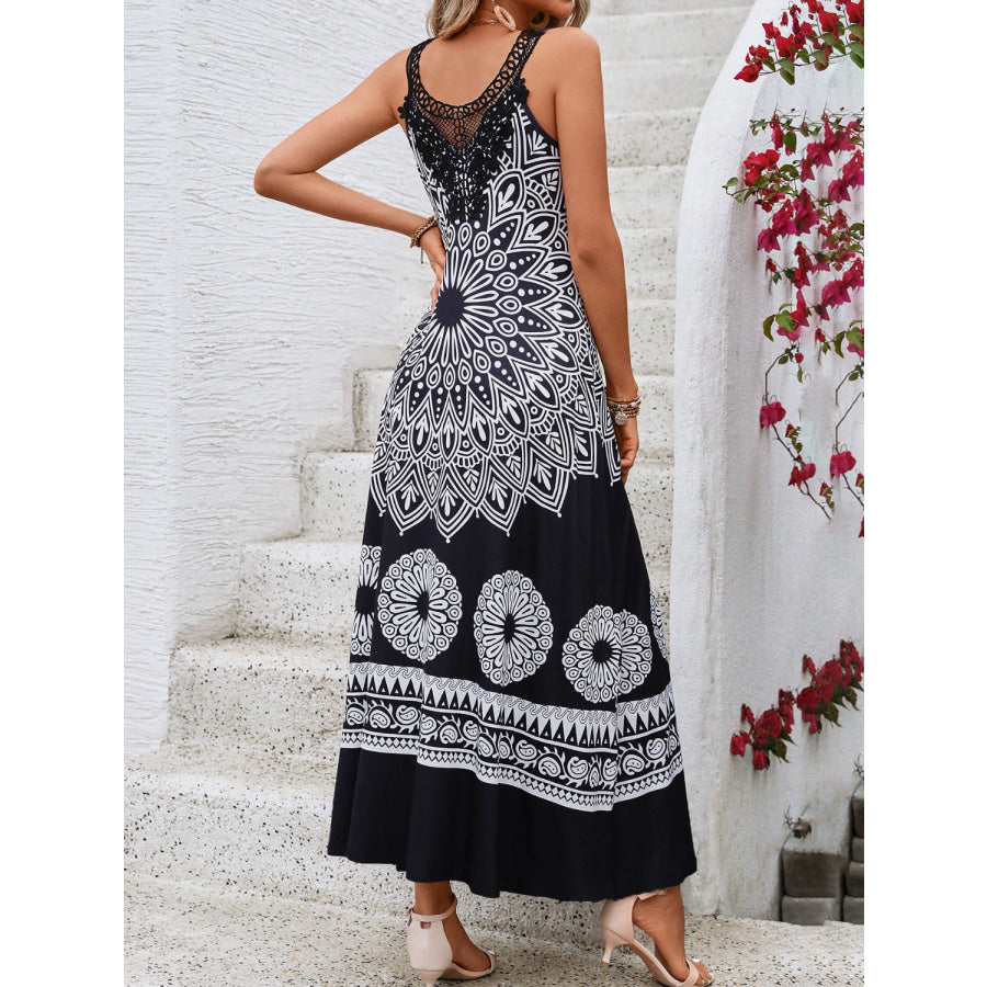 Printed Round Neck Sleeveless Dress Apparel and Accessories