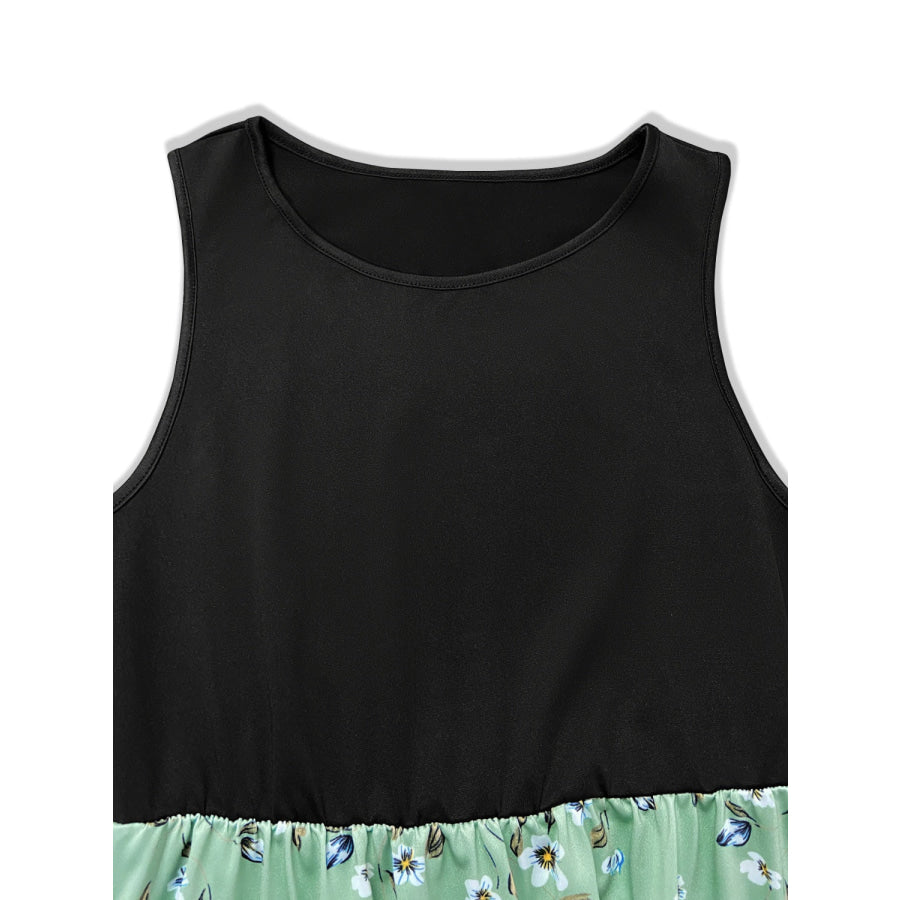 Printed Round Neck Sleeveless Dress Apparel and Accessories