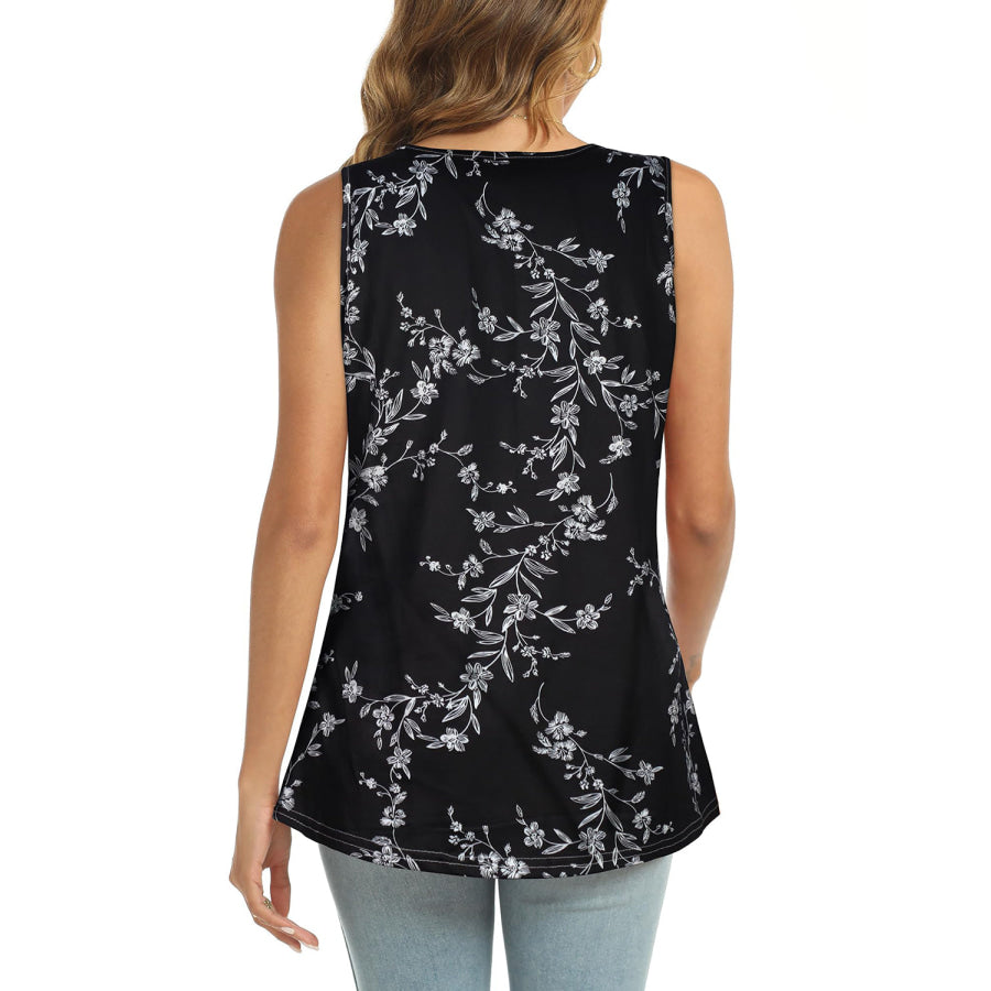 Printed Round Neck Tank Apparel and Accessories