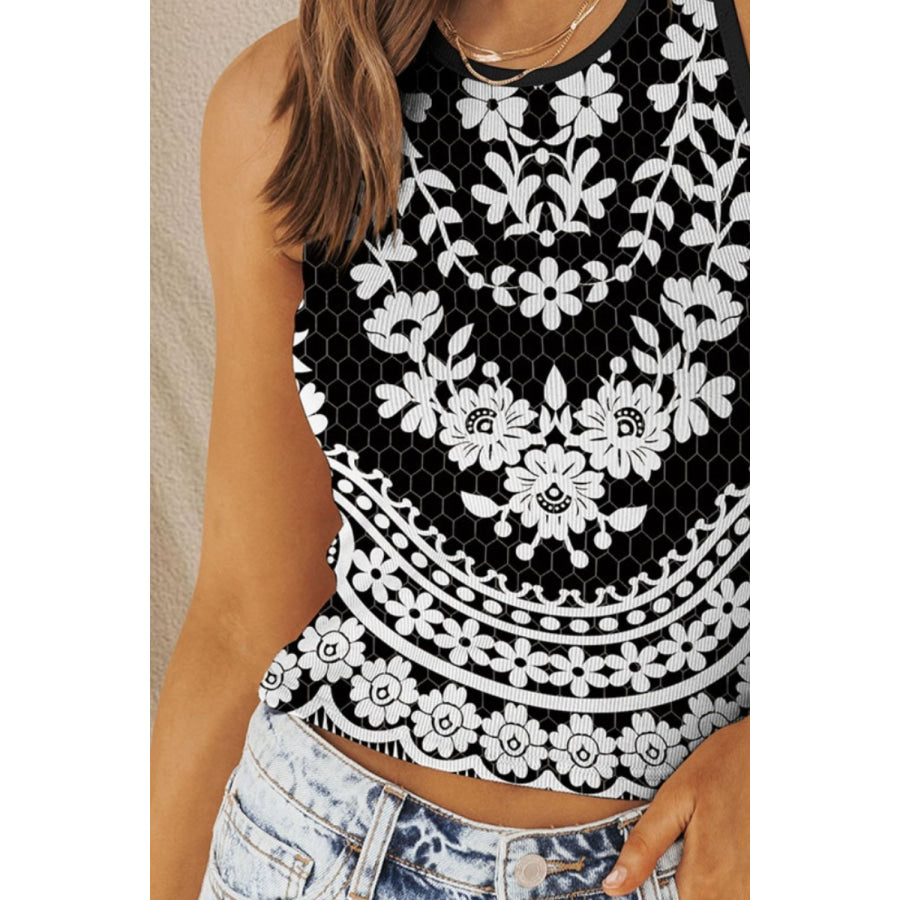 Printed Round Neck Tank Apparel and Accessories