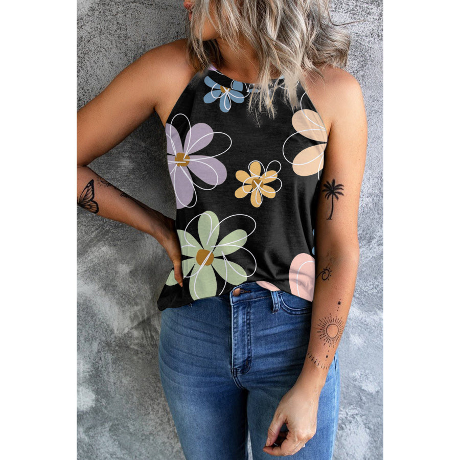 Printed Round Neck Tank Apparel and Accessories