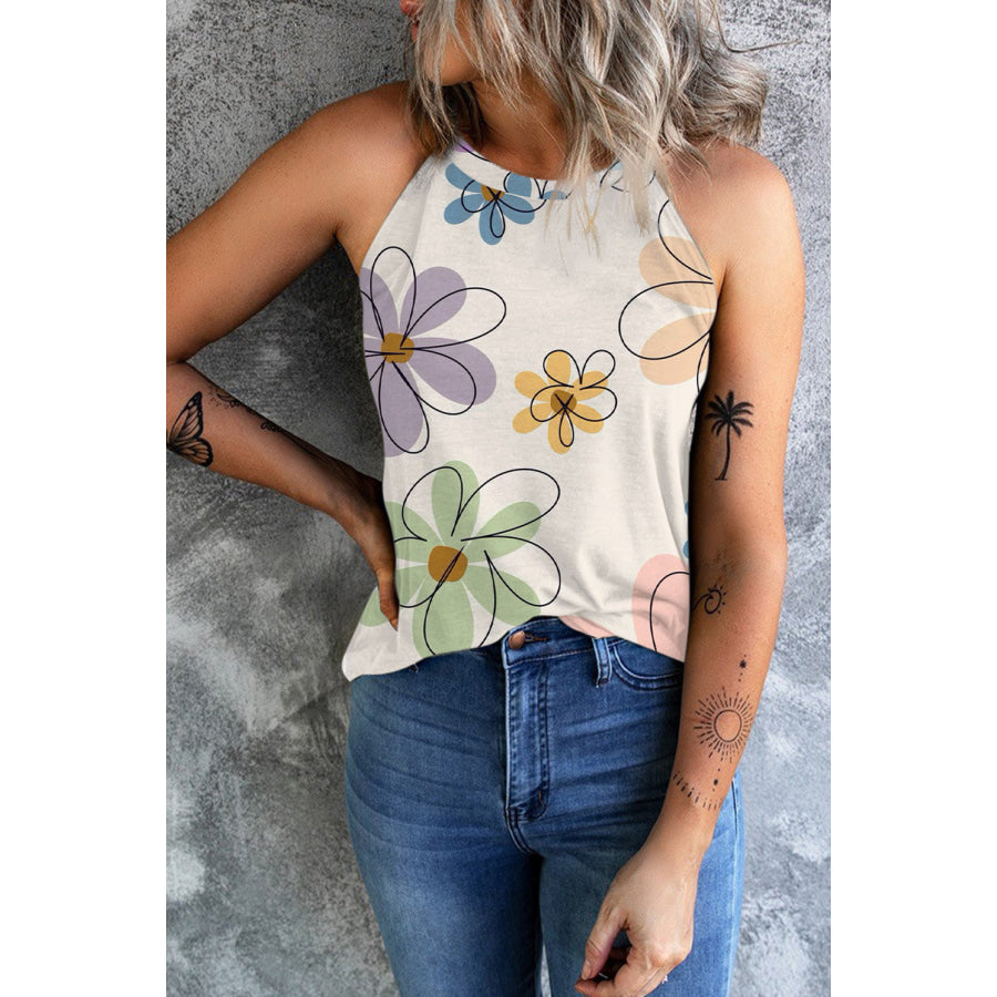 Printed Round Neck Tank Apparel and Accessories