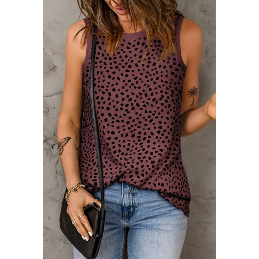 Printed Round Neck Tank Light Mauve / S