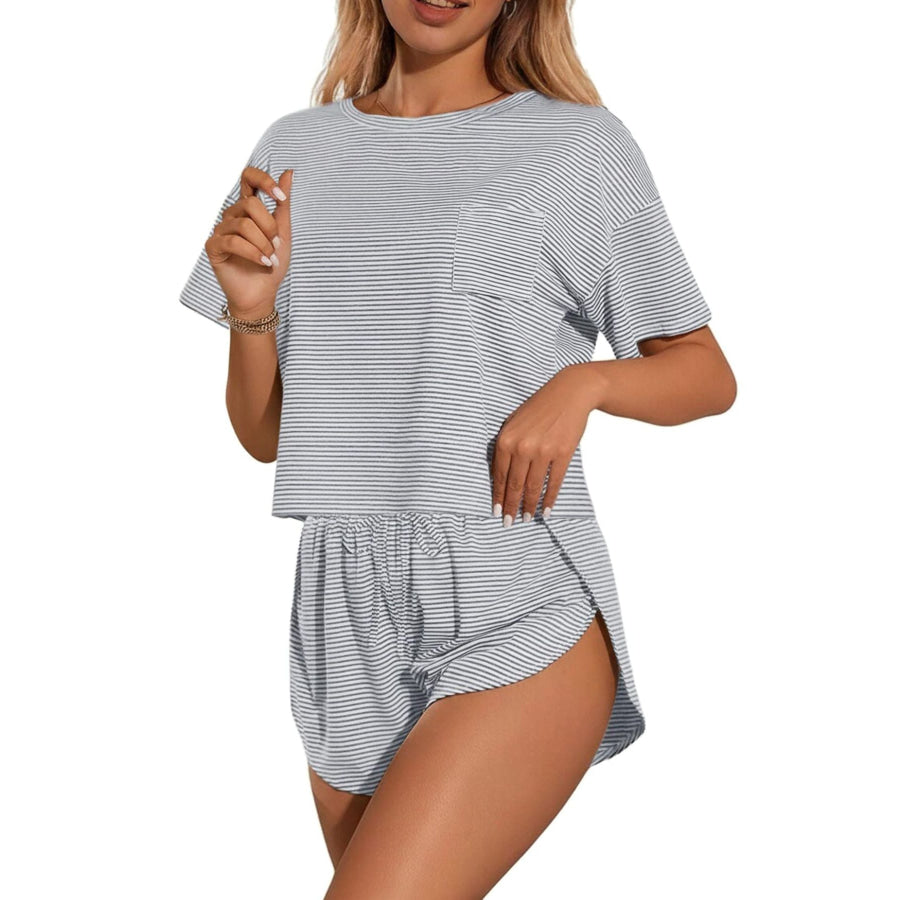 Printed Round Neck Tee and Shorts Set Apparel and Accessories