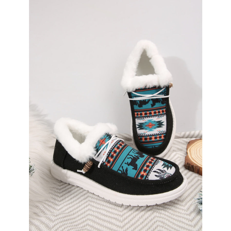 Printed Round Toe Flat Slip-Ons Apparel and Accessories