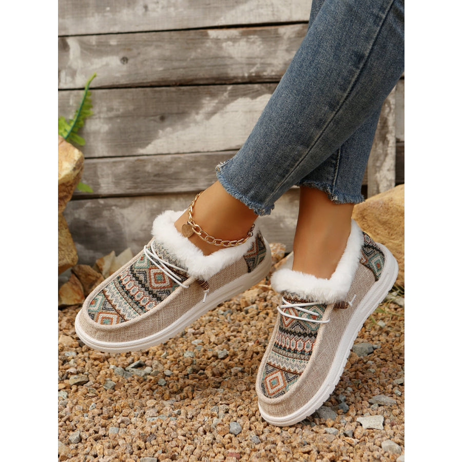 Printed Round Toe Flat Slip-Ons Apparel and Accessories