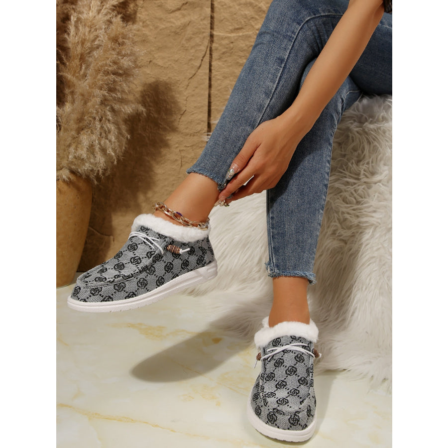 Printed Round Toe Flat Slip-Ons Apparel and Accessories