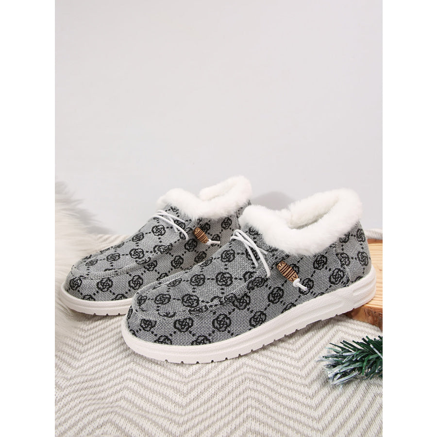 Printed Round Toe Flat Slip-Ons Apparel and Accessories