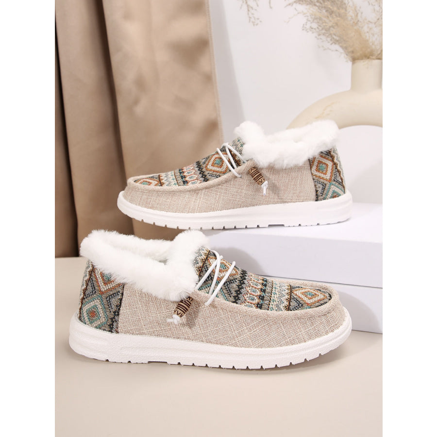 Printed Round Toe Flat Slip-Ons Apparel and Accessories