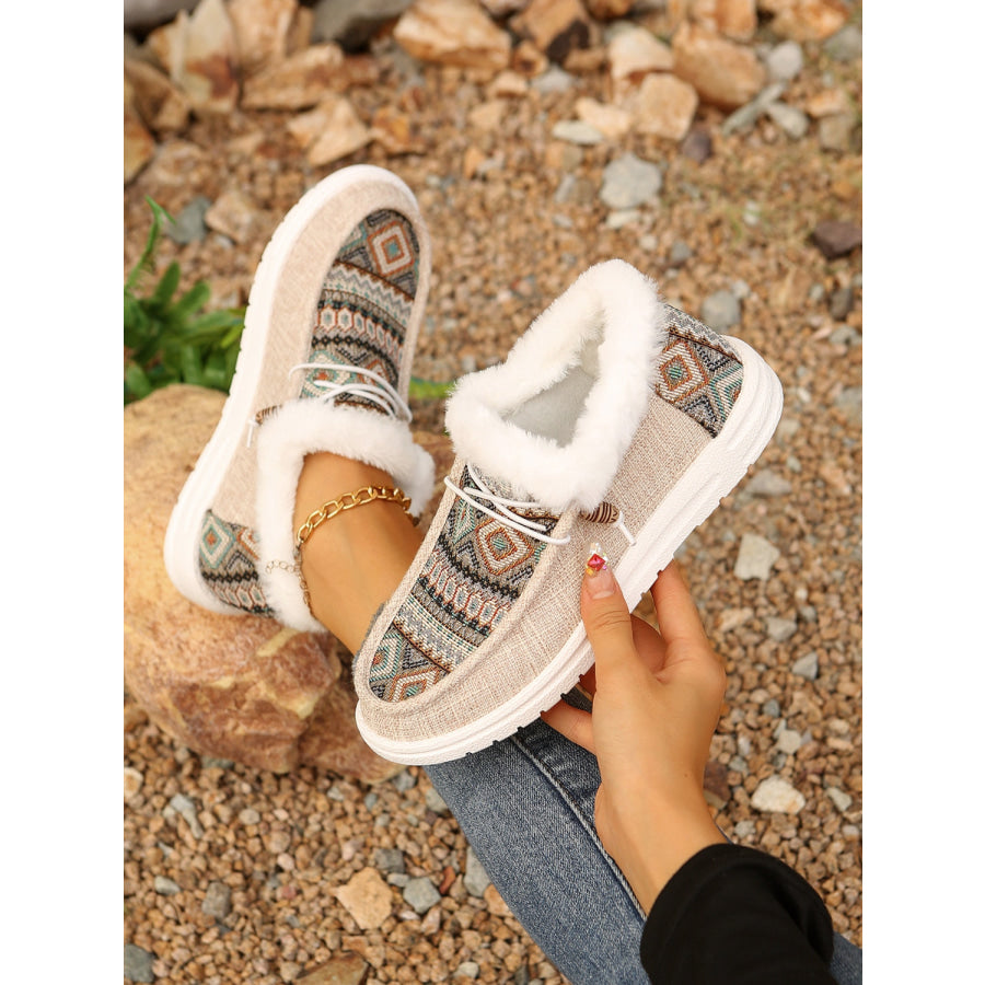 Printed Round Toe Flat Slip-Ons Apparel and Accessories