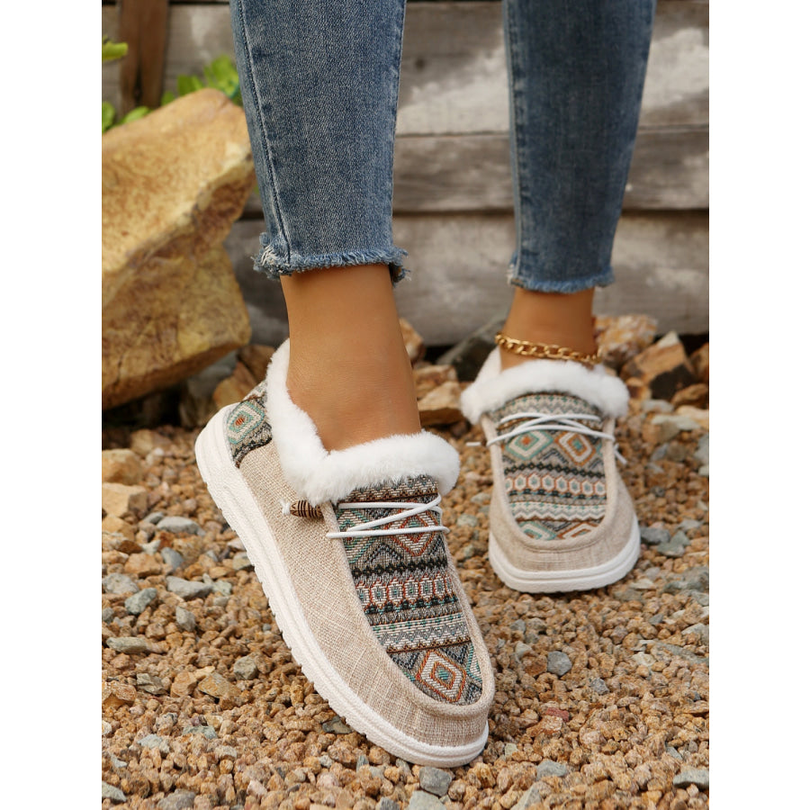 Printed Round Toe Flat Slip-Ons Apparel and Accessories