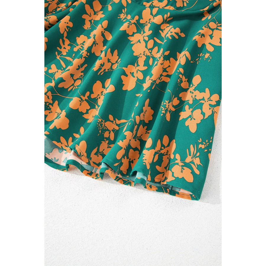 Printed Ruffled Hem Button Front Dress Apparel and Accessories