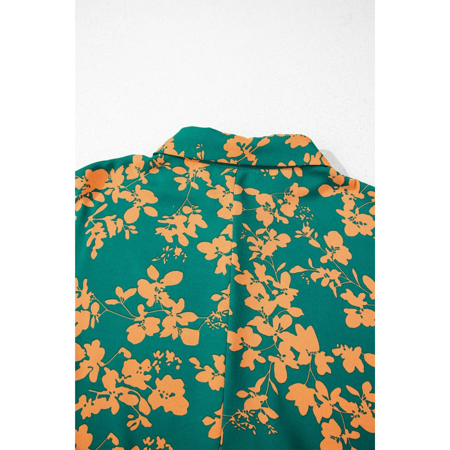 Printed Ruffled Hem Button Front Dress Apparel and Accessories