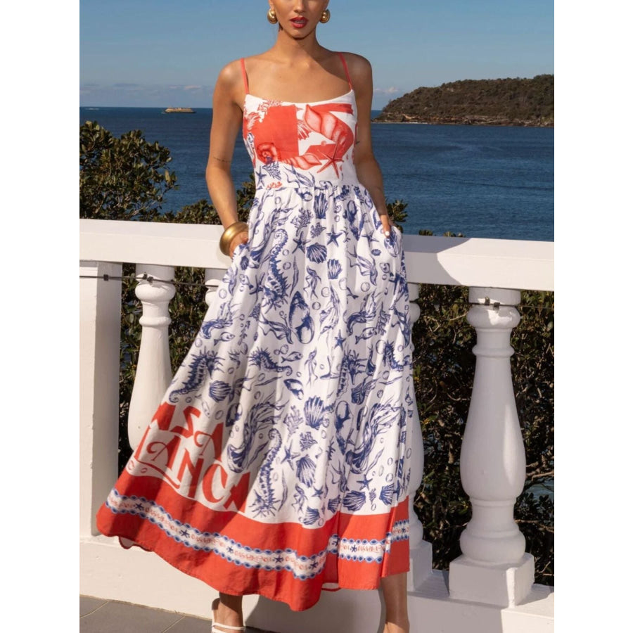 Printed Scoop Neck Cami Dress Apparel and Accessories