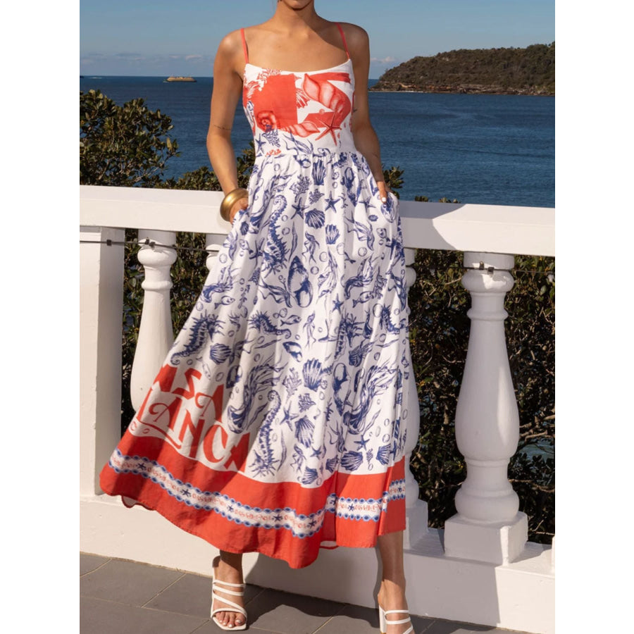 Printed Scoop Neck Cami Dress Apparel and Accessories