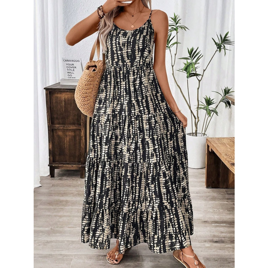 Printed Scoop Neck Maxi Cami Dress Apparel and Accessories