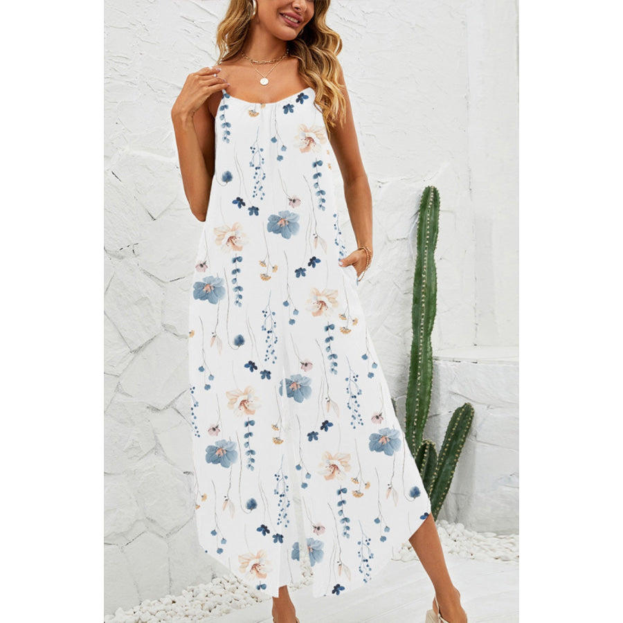 Printed Scoop Neck Wide Leg Jumpsuit Apparel and Accessories