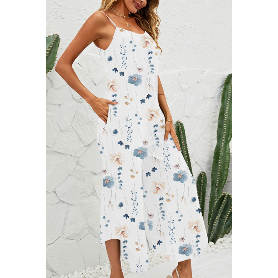 Printed Scoop Neck Wide Leg Jumpsuit Apparel and Accessories