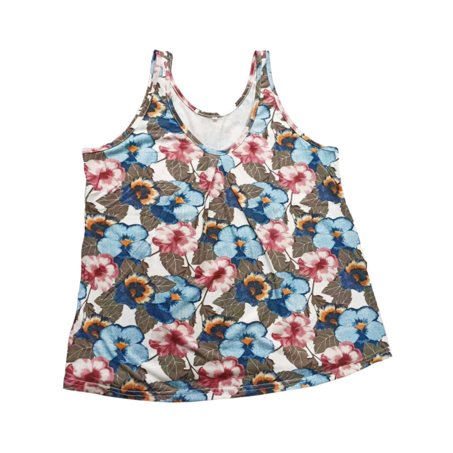 Printed Scoop Neck Wide Strap Tank Apparel and Accessories