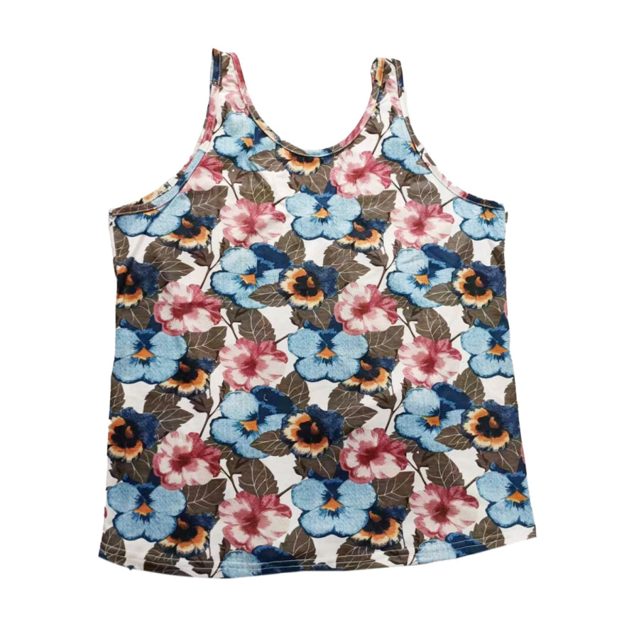 Printed Scoop Neck Wide Strap Tank Apparel and Accessories