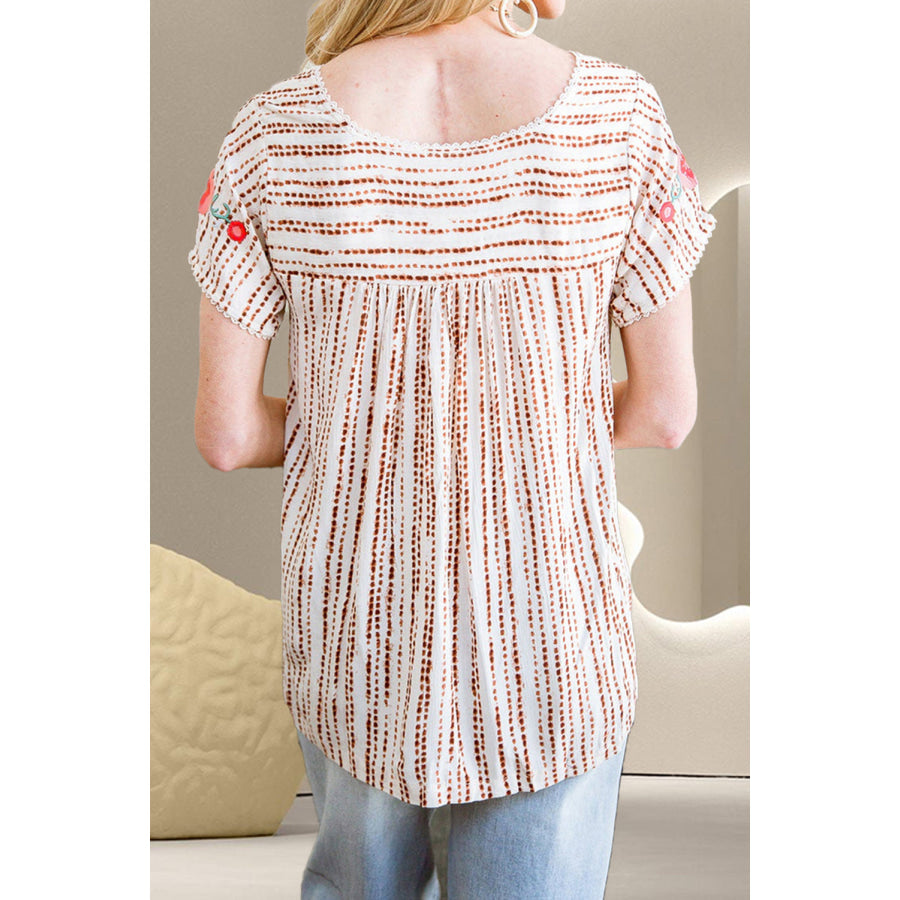 Printed Short Sleeve Blouse Apparel and Accessories