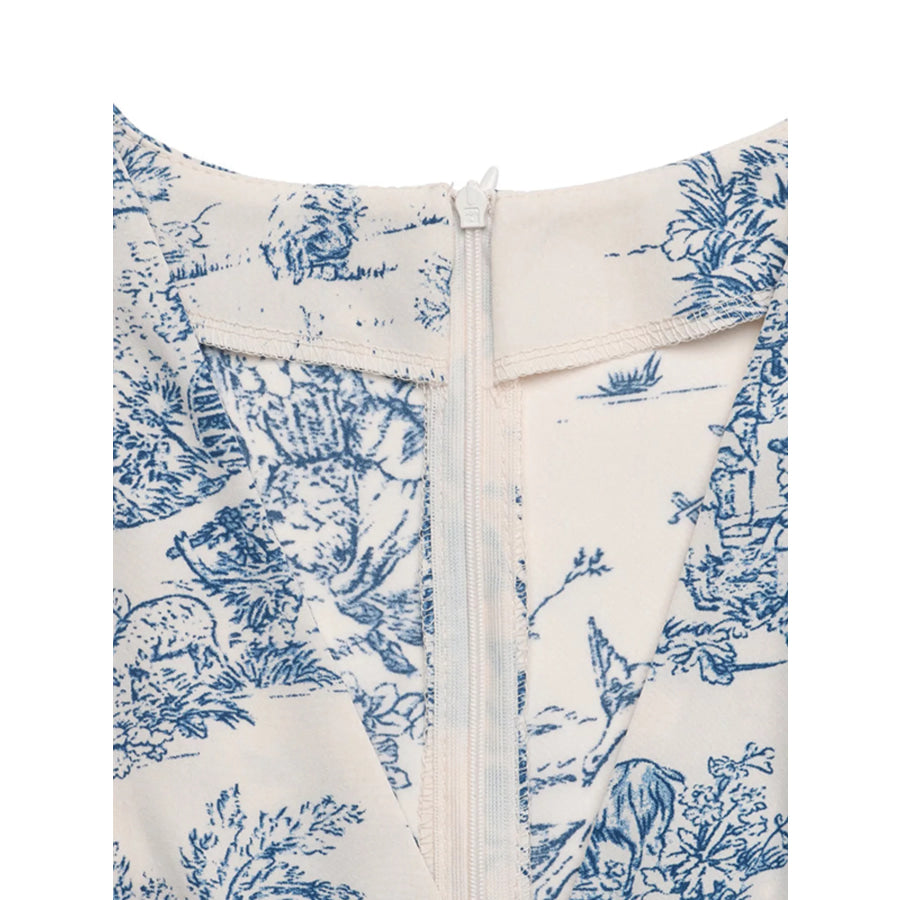 Printed Short Sleeve Midi Dress Apparel and Accessories
