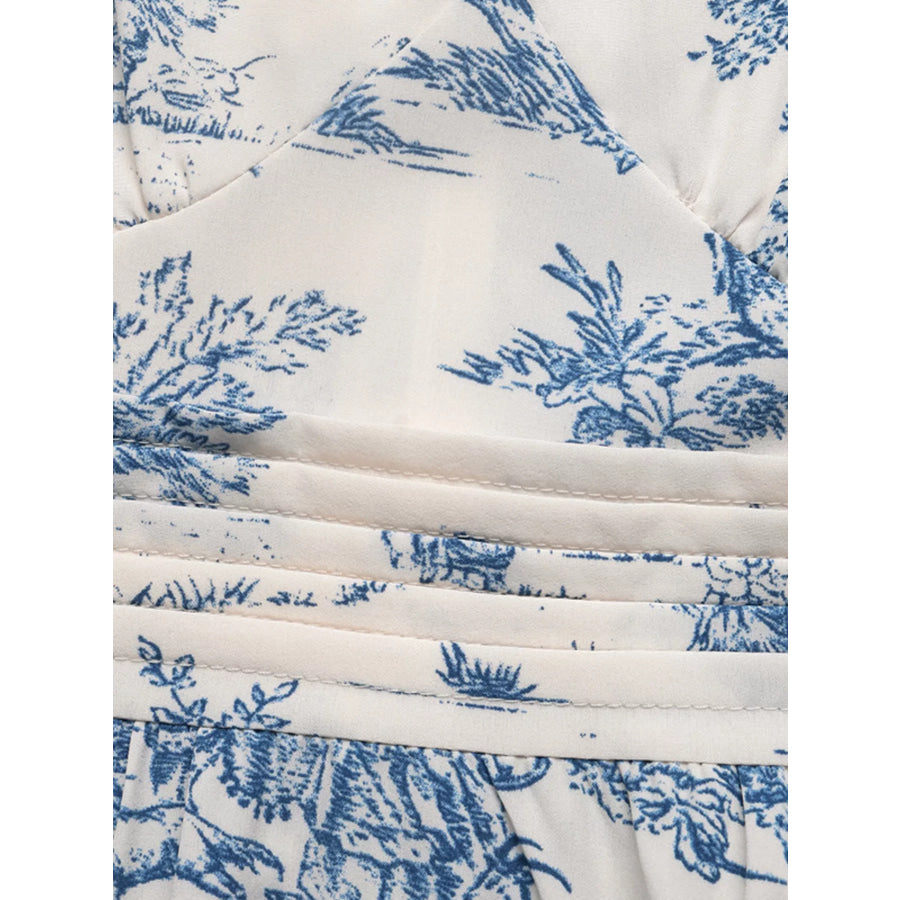 Printed Short Sleeve Midi Dress Apparel and Accessories