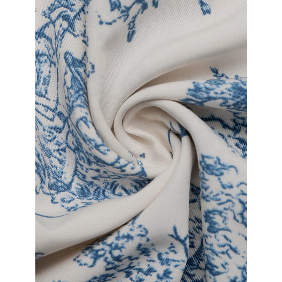 Printed Short Sleeve Midi Dress Apparel and Accessories