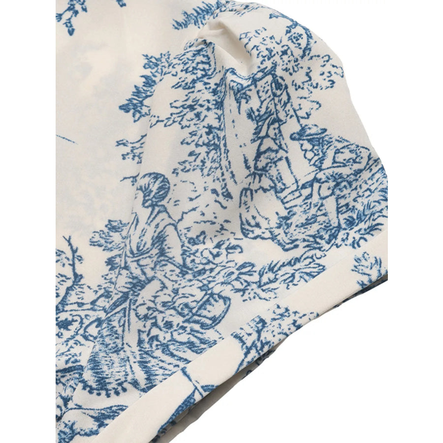Printed Short Sleeve Midi Dress Apparel and Accessories