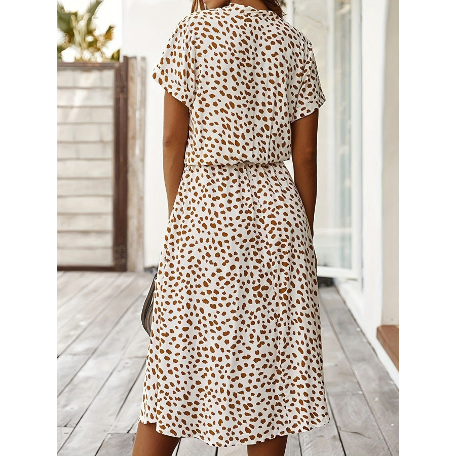 Printed Short Sleeve Midi Dress Apparel and Accessories