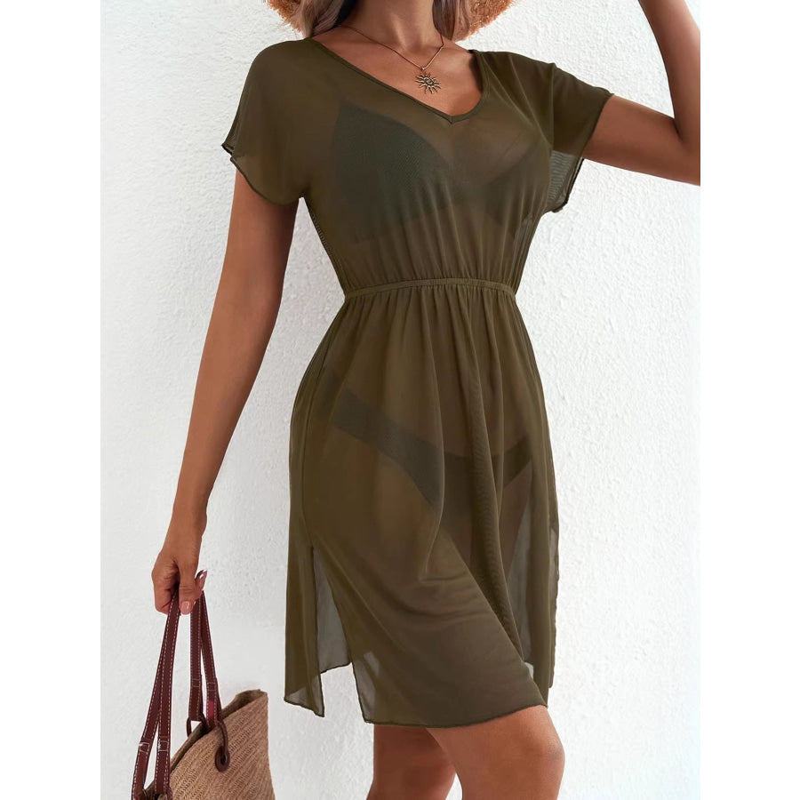Printed Short Sleeve Mini Dress Apparel and Accessories