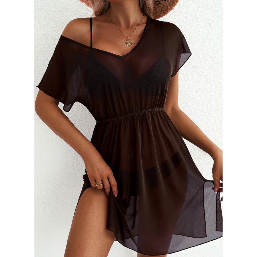 Printed Short Sleeve Mini Dress Apparel and Accessories