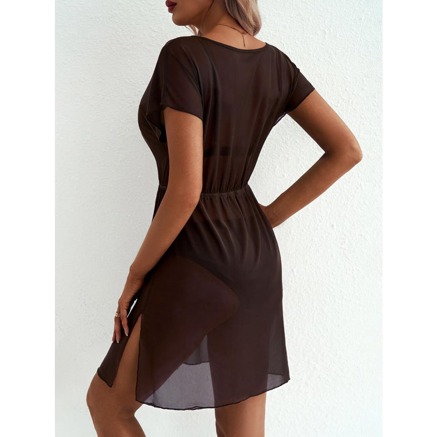 Printed Short Sleeve Mini Dress Apparel and Accessories