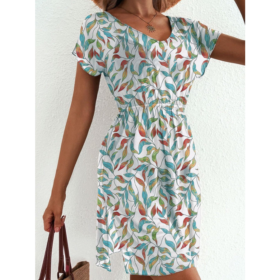 Printed Short Sleeve Mini Dress Apparel and Accessories