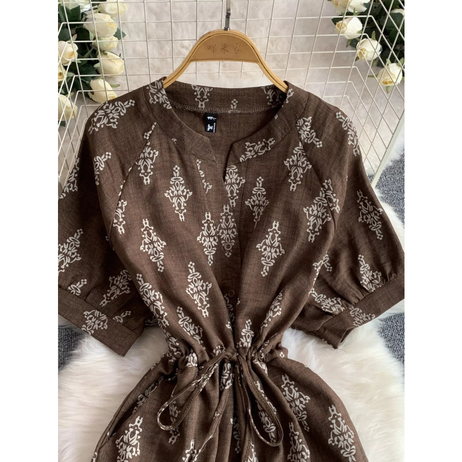 Printed Short Sleeve Wide Leg Jumpsuit Apparel and Accessories
