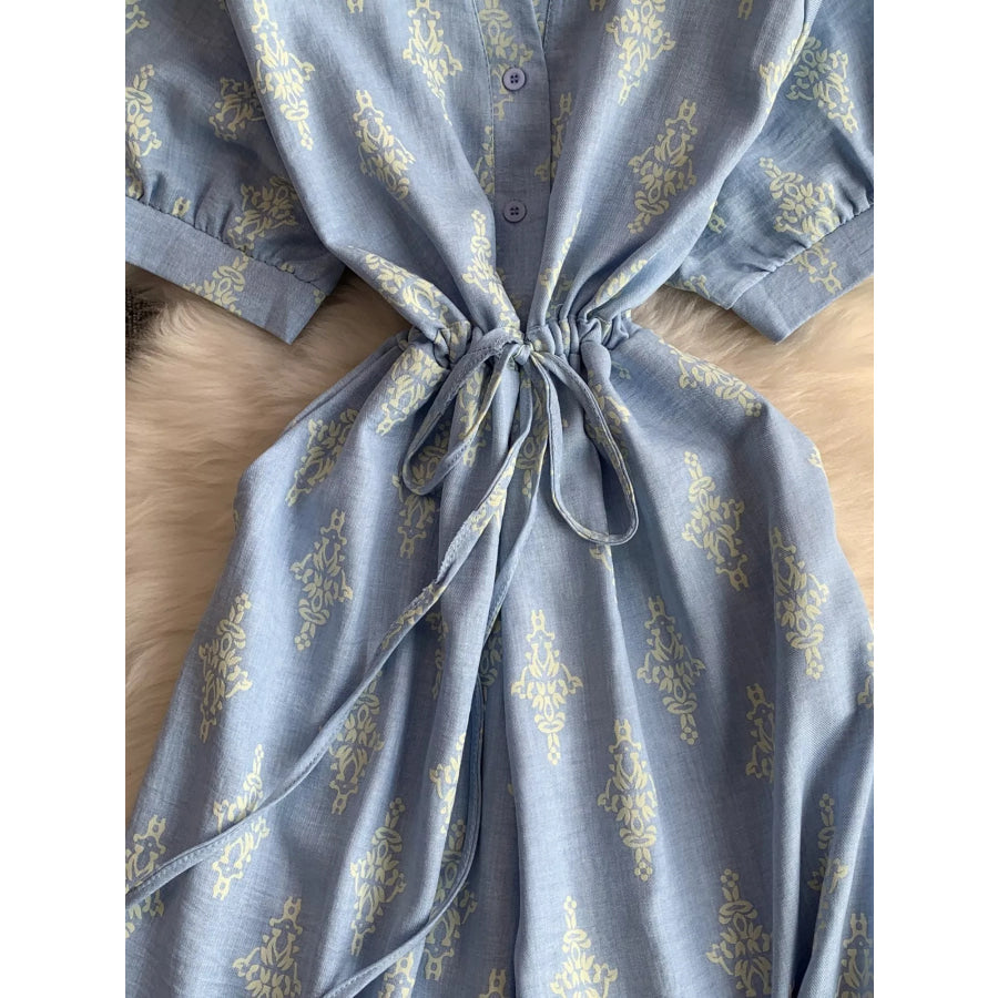 Printed Short Sleeve Wide Leg Jumpsuit Apparel and Accessories