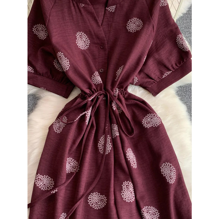 Printed Short Sleeve Wide Leg Jumpsuit Apparel and Accessories