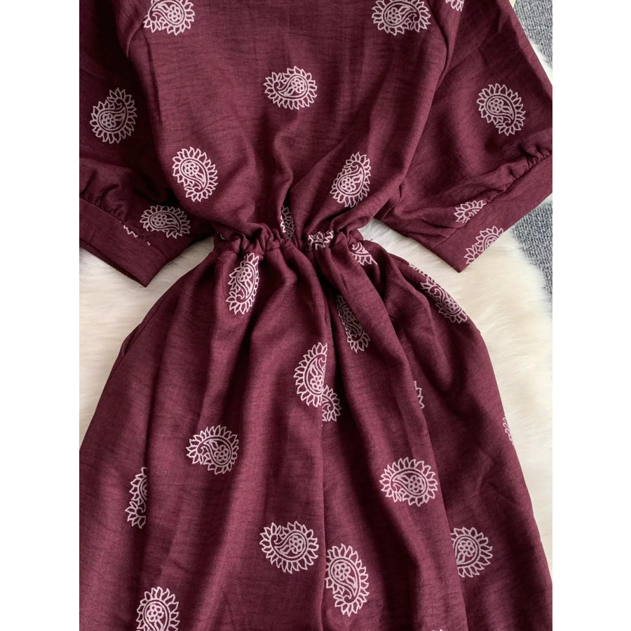 Printed Short Sleeve Wide Leg Jumpsuit Apparel and Accessories