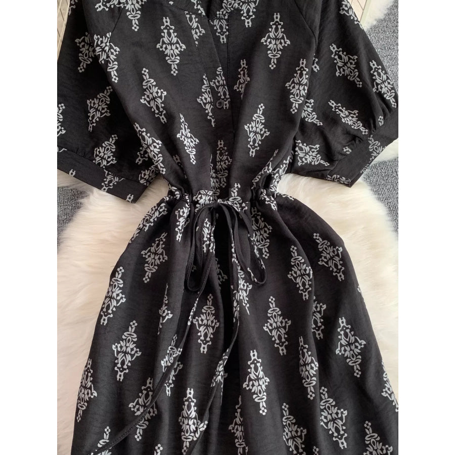 Printed Short Sleeve Wide Leg Jumpsuit Apparel and Accessories
